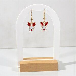 Red White Small Elk Earring